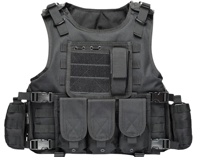 VPZenar Tactical Vest for Men, Airsoft Vest, Black Molle Vest and Cap Protective Equipment, Tactical Airsoft Gear - Edited