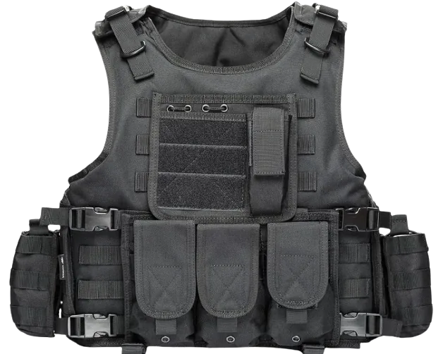 VPZenar Tactical Vest for Men, Airsoft Vest, Black Molle Vest and Cap Protective Equipment, Tactical Airsoft Gear - Edited