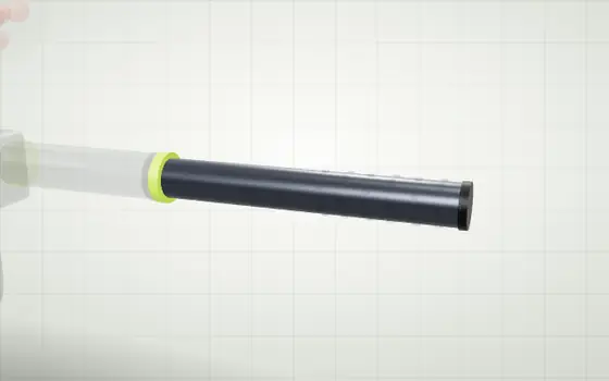 Barrel tip highlighted on a 3D model of a paintball marker