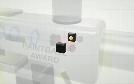 Eyes highlighted on a 3D model of a paintball marker