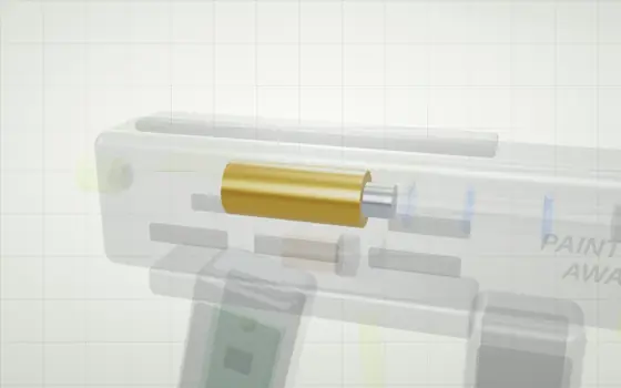 Valve highlighted on a 3D model of a paintball marker
