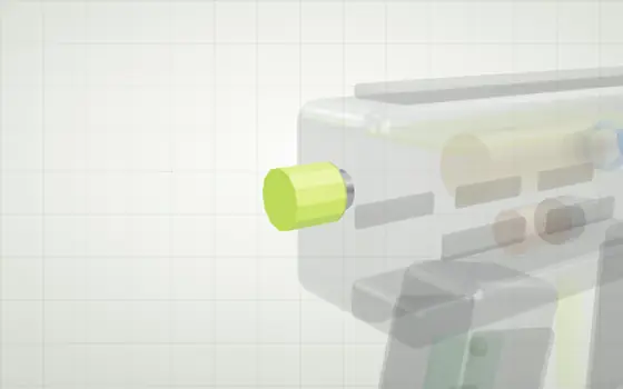 Velocity adjuster highlighted on a 3D model of a paintball marker