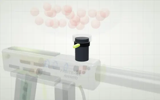 Feedneck highlighted on a 3D model of a paintball marker