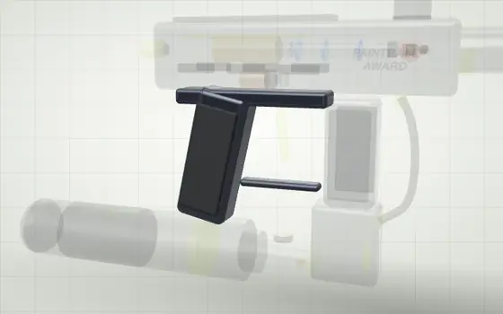 Grip frame highlighted on a 3D model of a paintball marker