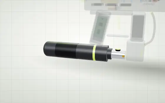 HPA tank highlighted on a 3D model of a paintball marker