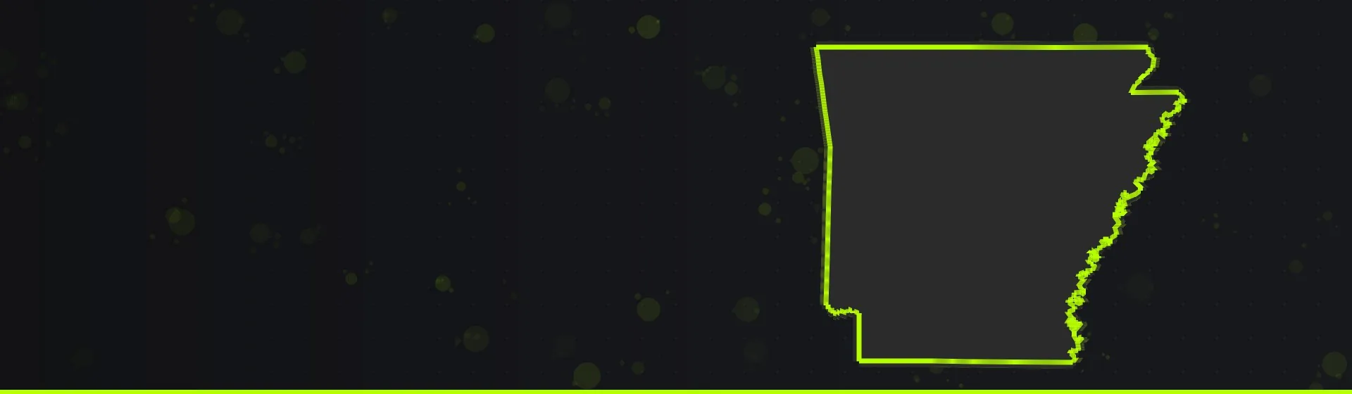 Outline map of Arkansas for the best paintball venues in Arkansas