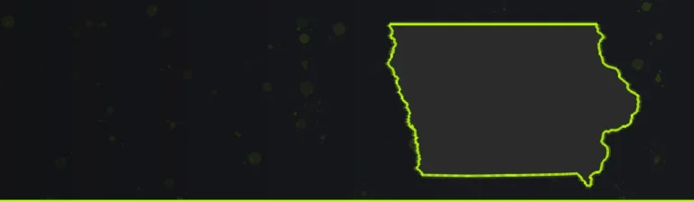 Outline map of Iowa for the best paintball venues in Iowa