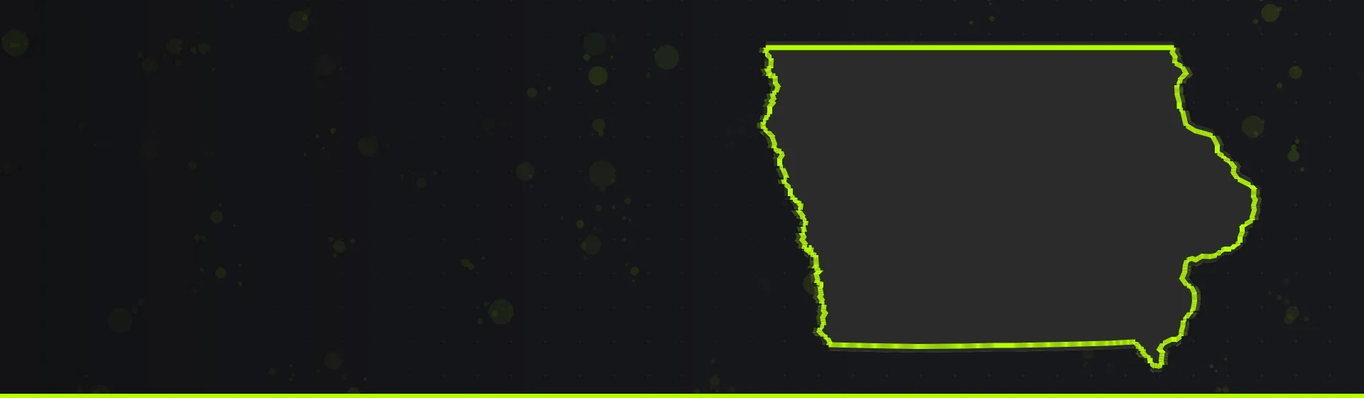 Outline map of Iowa for the best paintball venues in Iowa