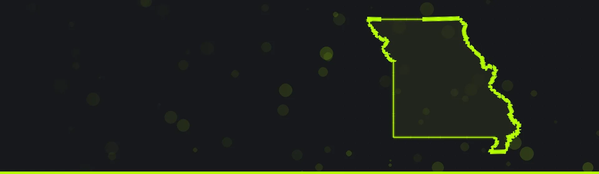 Outline map of Missouri for the best paintball venues in Missouri